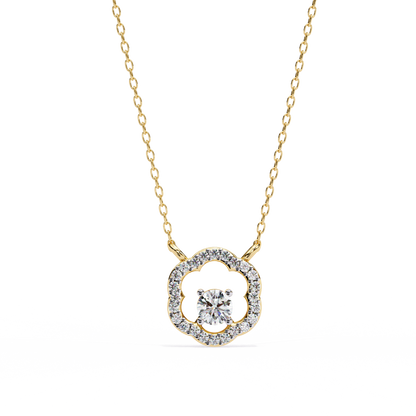 0.30 CTW G Initial Halo Lab-Grown Diamond Necklace in 14K Gold & Platinum