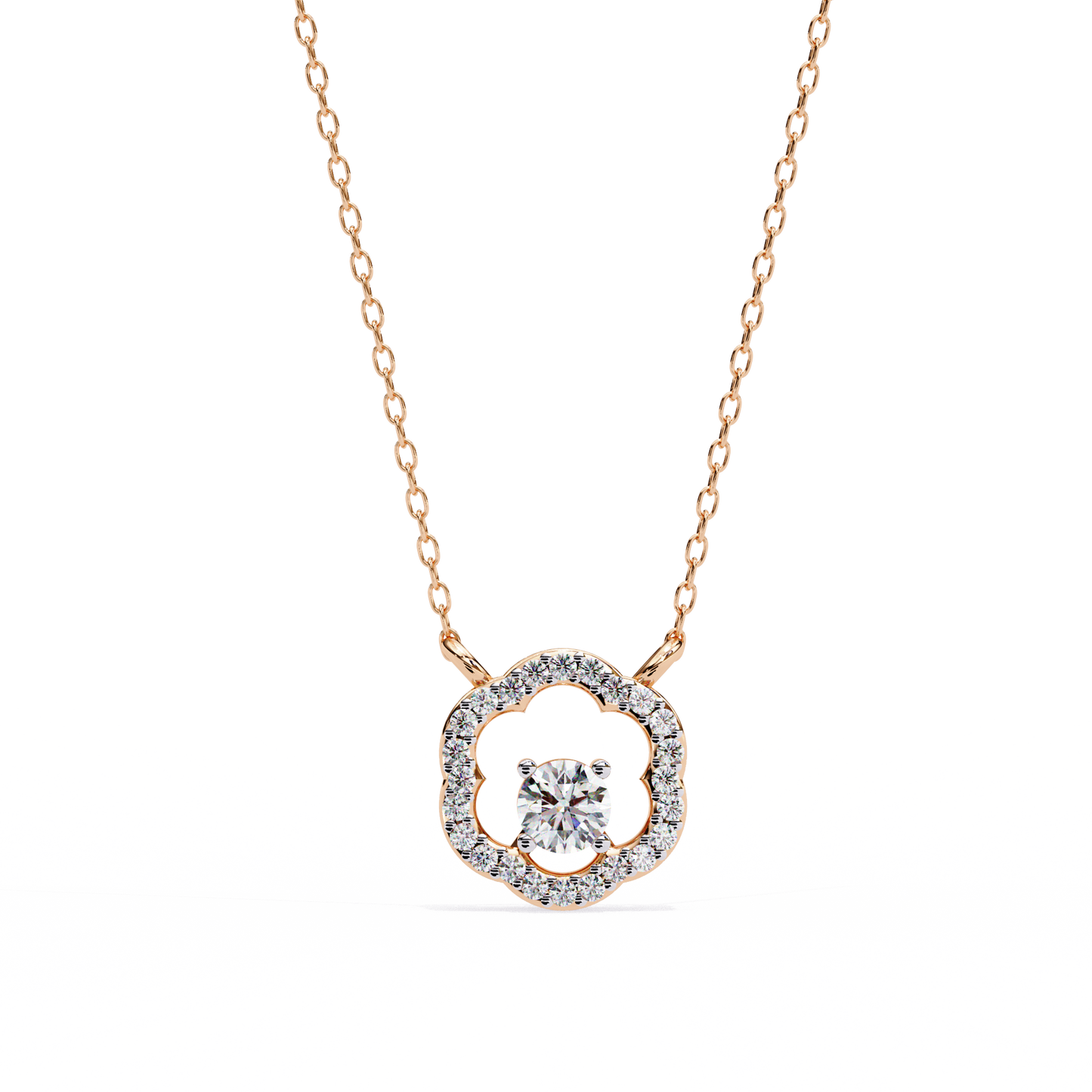 0.30 CTW G Initial Halo Lab-Grown Diamond Necklace in 14K Gold & Platinum