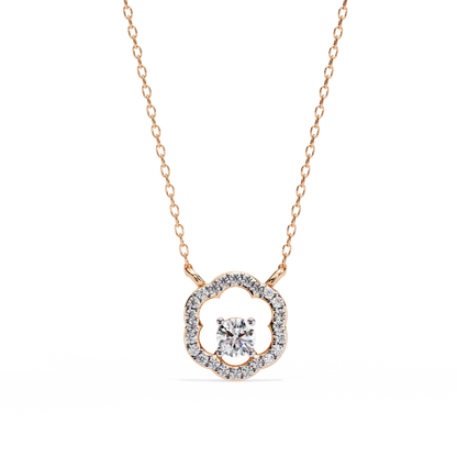 0.30 CTW G Initial Halo Lab-Grown Diamond Necklace in 14K Gold & Platinum