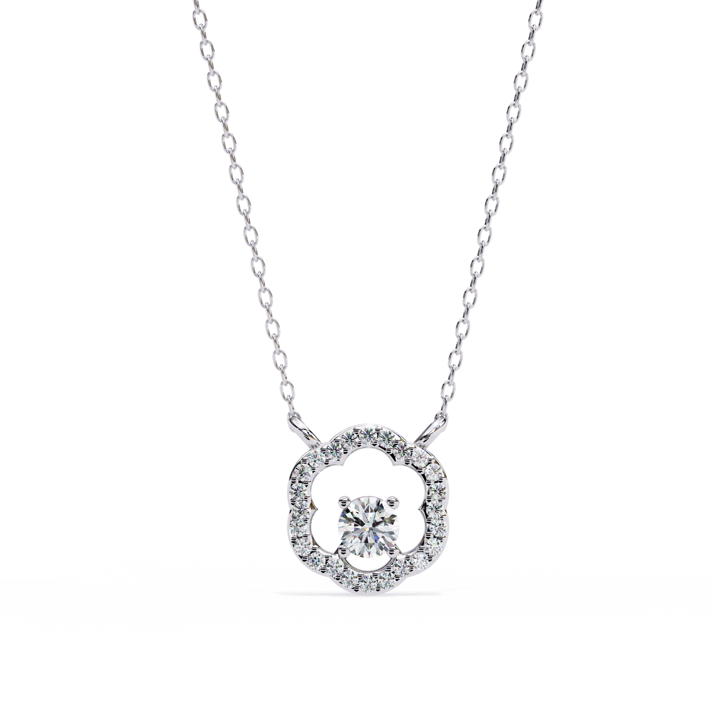 0.30 CTW G Initial Halo Lab-Grown Diamond Necklace in 14K Gold & Platinum