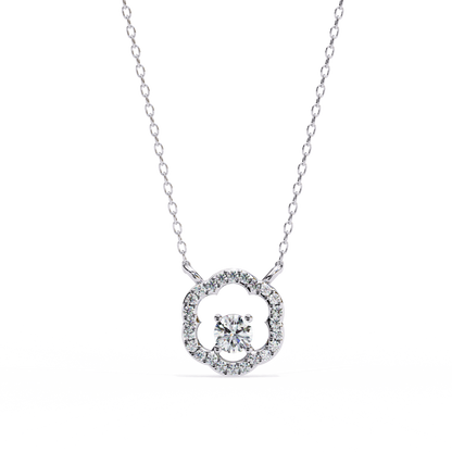 0.30 CTW G Initial Halo Lab-Grown Diamond Necklace in 14K Gold & Platinum