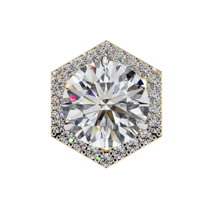 2.10 CTW Round Lab-Grown Diamond Hexagon Halo Stud Earrings in 14K Gold