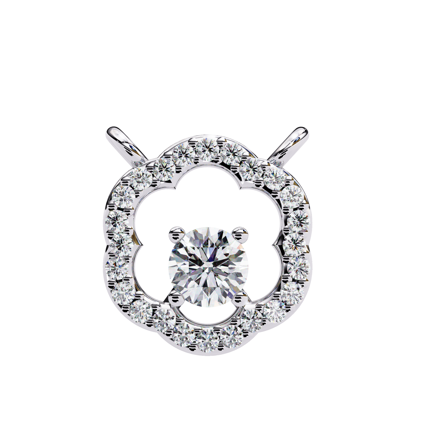 0.30 CTW G Initial Halo Lab-Grown Diamond Necklace in 14K Gold & Platinum