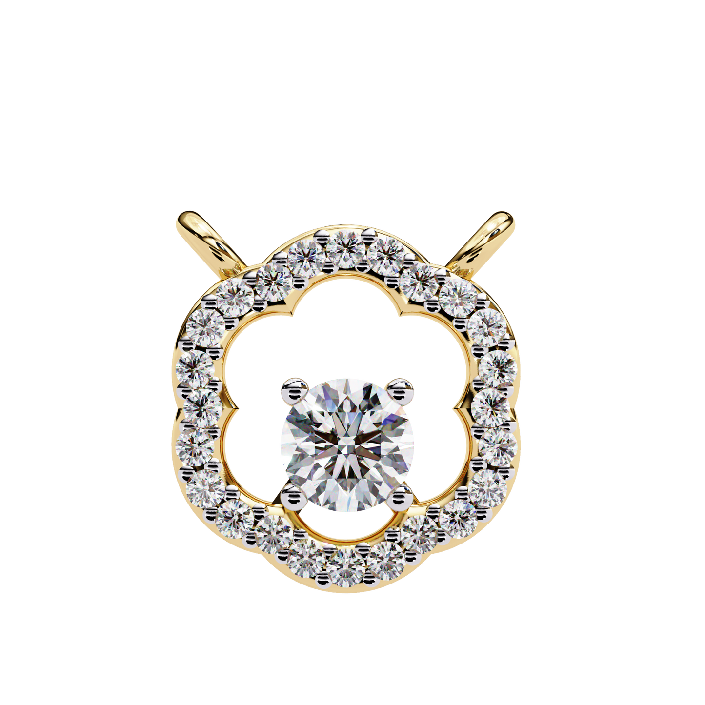 0.30 CTW G Initial Halo Lab-Grown Diamond Necklace in 14K Gold & Platinum