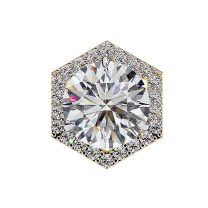 2.10 CTW Round Lab-Grown Diamond Hexagon Halo Stud Earrings in 14K Gold