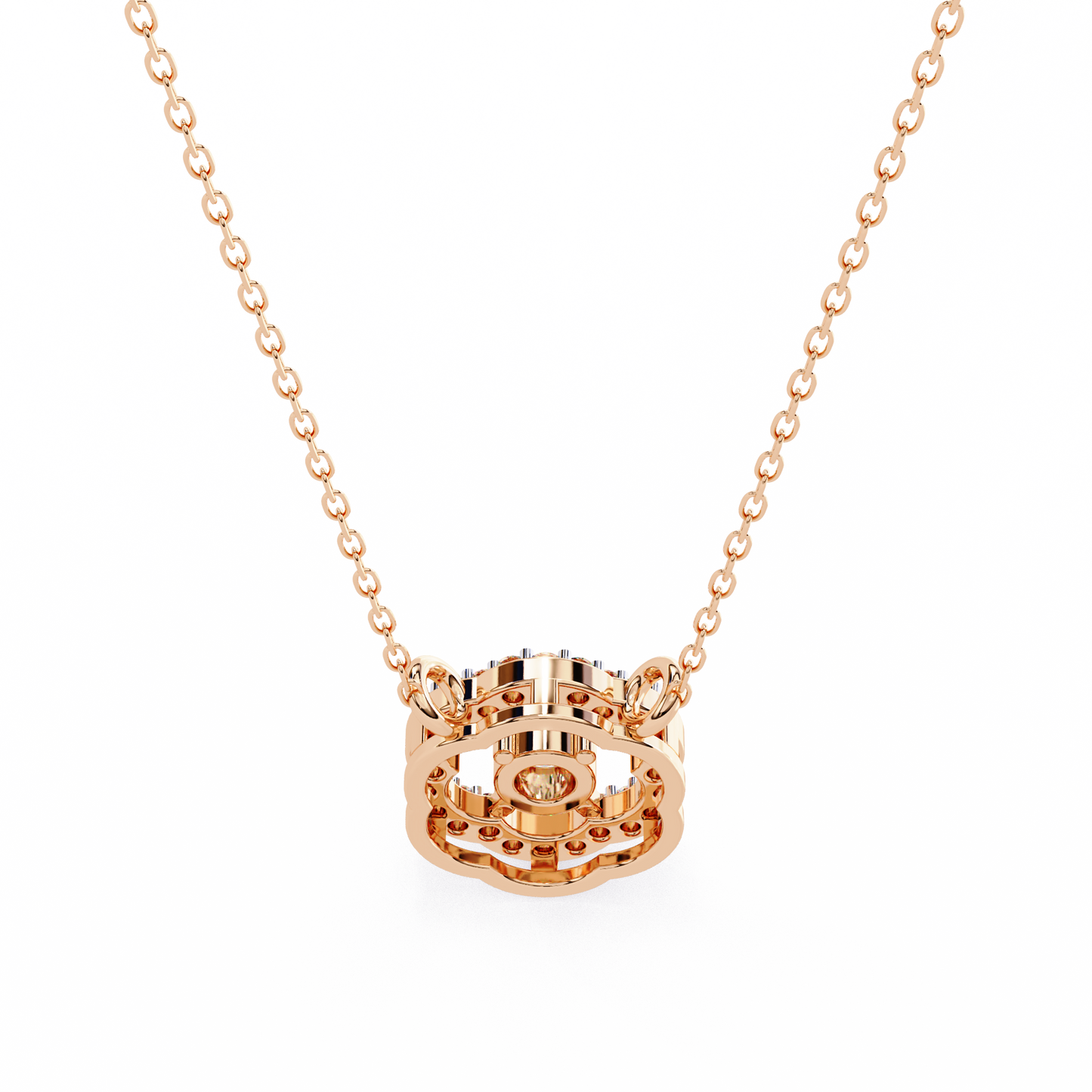 0.30 CTW G Initial Halo Lab-Grown Diamond Necklace in 14K Gold & Platinum