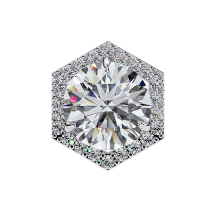 2.10 CTW Round Lab-Grown Diamond Hexagon Halo Stud Earrings in 14K Gold