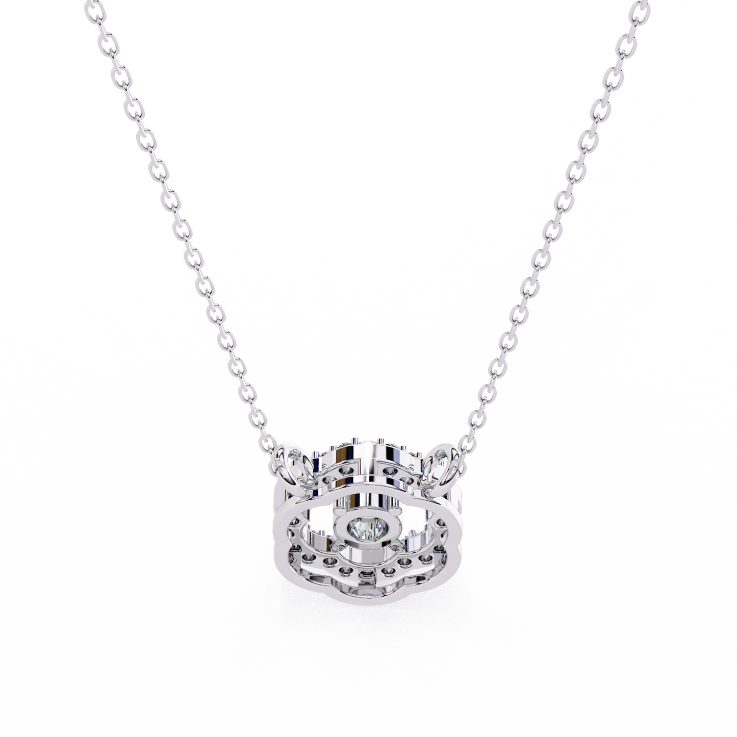 0.30 CTW G Initial Halo Lab-Grown Diamond Necklace in 14K Gold & Platinum