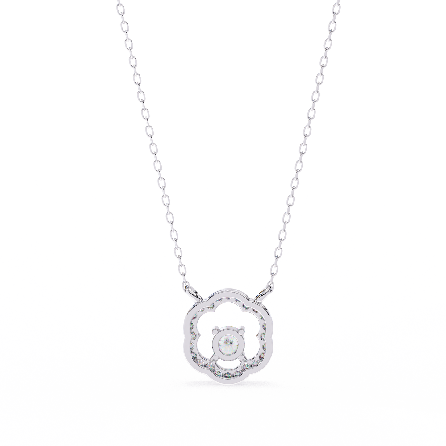 0.30 CTW G Initial Halo Lab-Grown Diamond Necklace in 14K Gold & Platinum