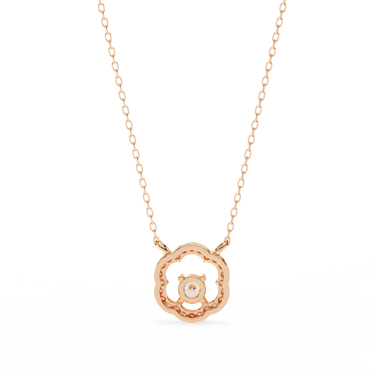 0.30 CTW G Initial Halo Lab-Grown Diamond Necklace in 14K Gold & Platinum