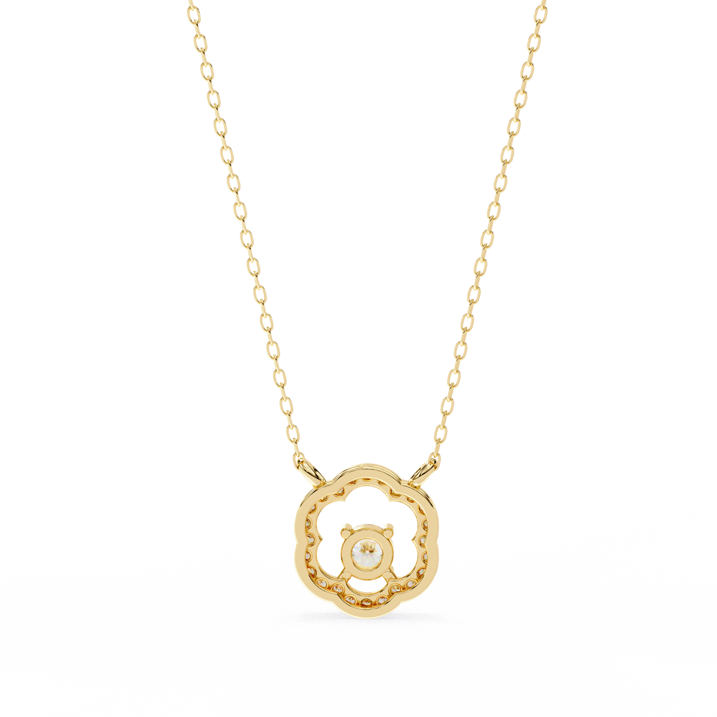 0.30 CTW G Initial Halo Lab-Grown Diamond Necklace in 14K Gold & Platinum