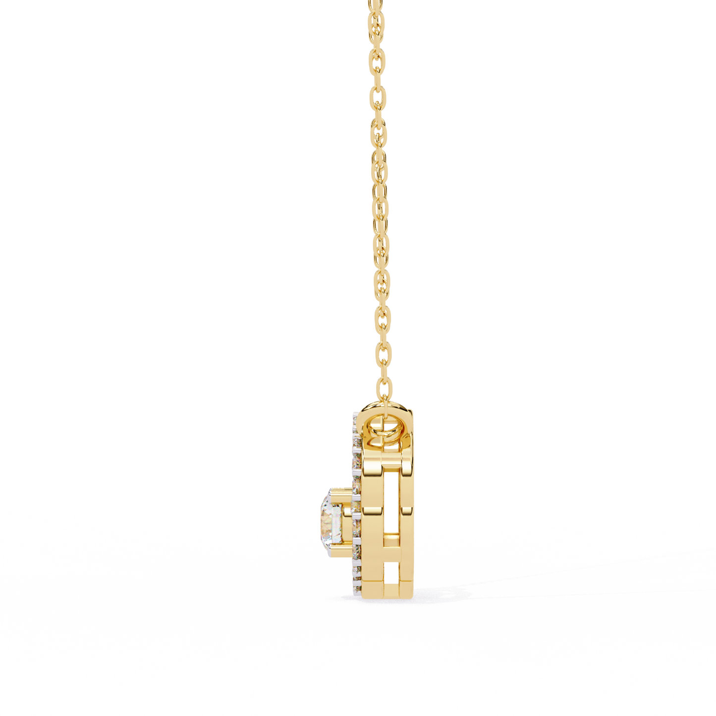 0.30 CTW G Initial Halo Lab-Grown Diamond Necklace in 14K Gold & Platinum