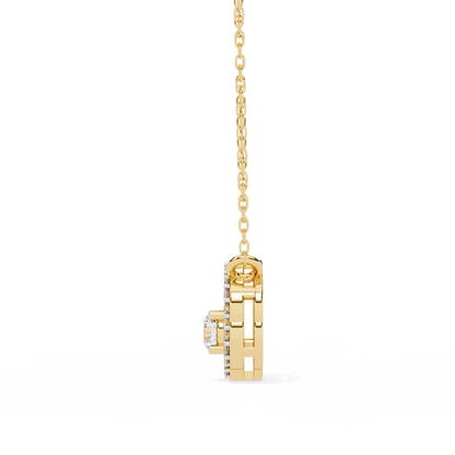 0.30 CTW G Initial Halo Lab-Grown Diamond Necklace in 14K Gold & Platinum