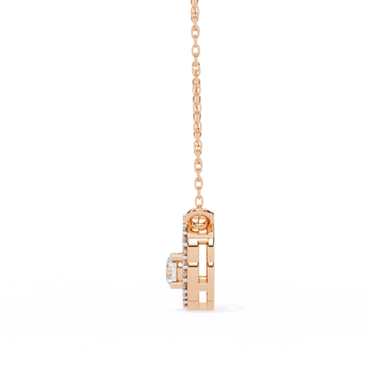 0.30 CTW G Initial Halo Lab-Grown Diamond Necklace in 14K Gold & Platinum