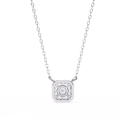 0.30 CTW Cushion Halo Round Lab-Grown Diamond Necklace in 14K Gold & Platinum
