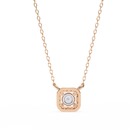 0.30 CTW Cushion Halo Round Lab-Grown Diamond Necklace in 14K Gold & Platinum
