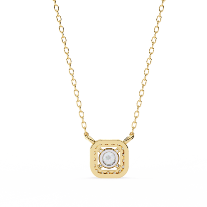 0.30 CTW Cushion Halo Round Lab-Grown Diamond Necklace in 14K Gold & Platinum