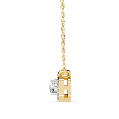 0.30 CTW Cushion Halo Round Lab-Grown Diamond Necklace in 14K Gold & Platinum