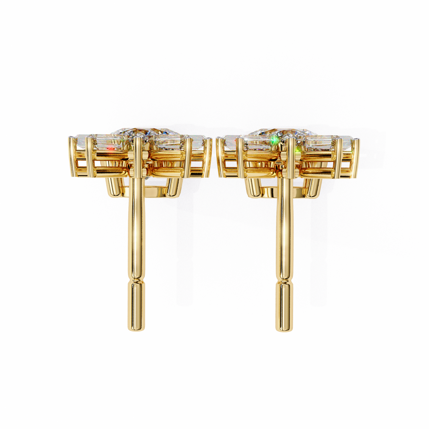 0.86 CTW Round & Baguette Lab-Grown Diamond Sunburst Drop Earrings in 14K Gold