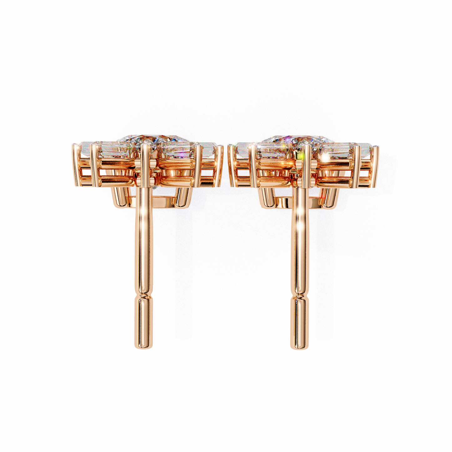 0.86 CTW Round & Baguette Lab-Grown Diamond Sunburst Drop Earrings in 14K Gold