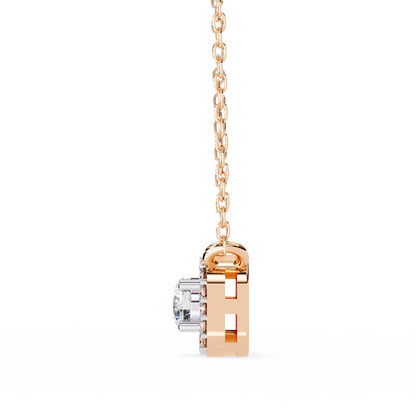 0.30 CTW Cushion Halo Round Lab-Grown Diamond Necklace in 14K Gold & Platinum
