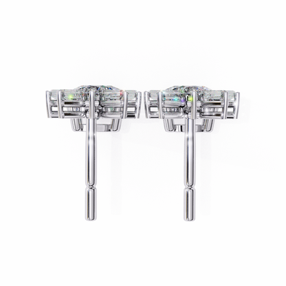 0.86 CTW Round & Baguette Lab-Grown Diamond Sunburst Drop Earrings in 14K Gold