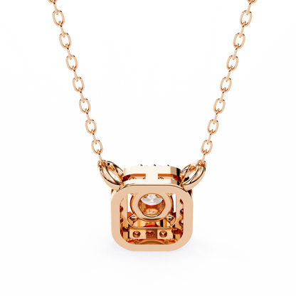 0.30 CTW Cushion Halo Round Lab-Grown Diamond Necklace in 14K Gold & Platinum