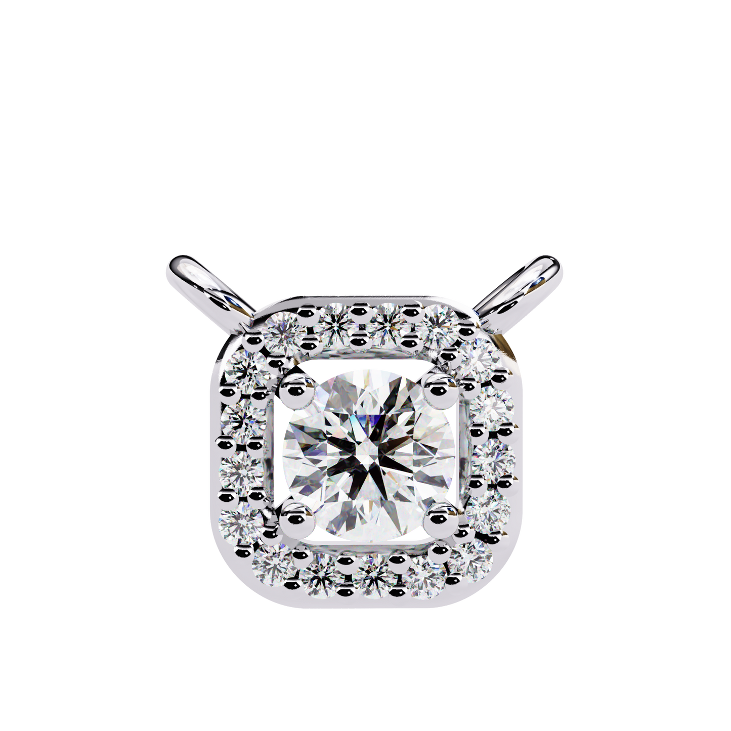 0.30 CTW Cushion Halo Round Lab-Grown Diamond Necklace in 14K Gold & Platinum
