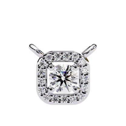 0.30 CTW Cushion Halo Round Lab-Grown Diamond Necklace in 14K Gold & Platinum