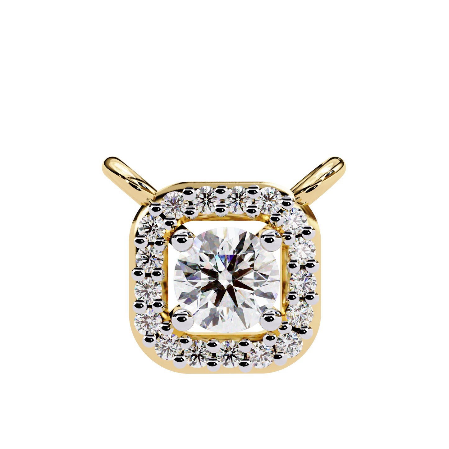0.30 CTW Cushion Halo Round Lab-Grown Diamond Necklace in 14K Gold & Platinum