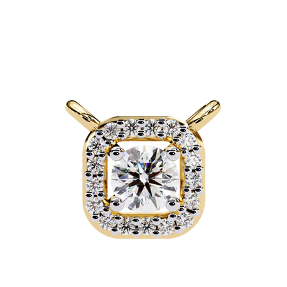 0.30 CTW Cushion Halo Round Lab-Grown Diamond Necklace in 14K Gold & Platinum