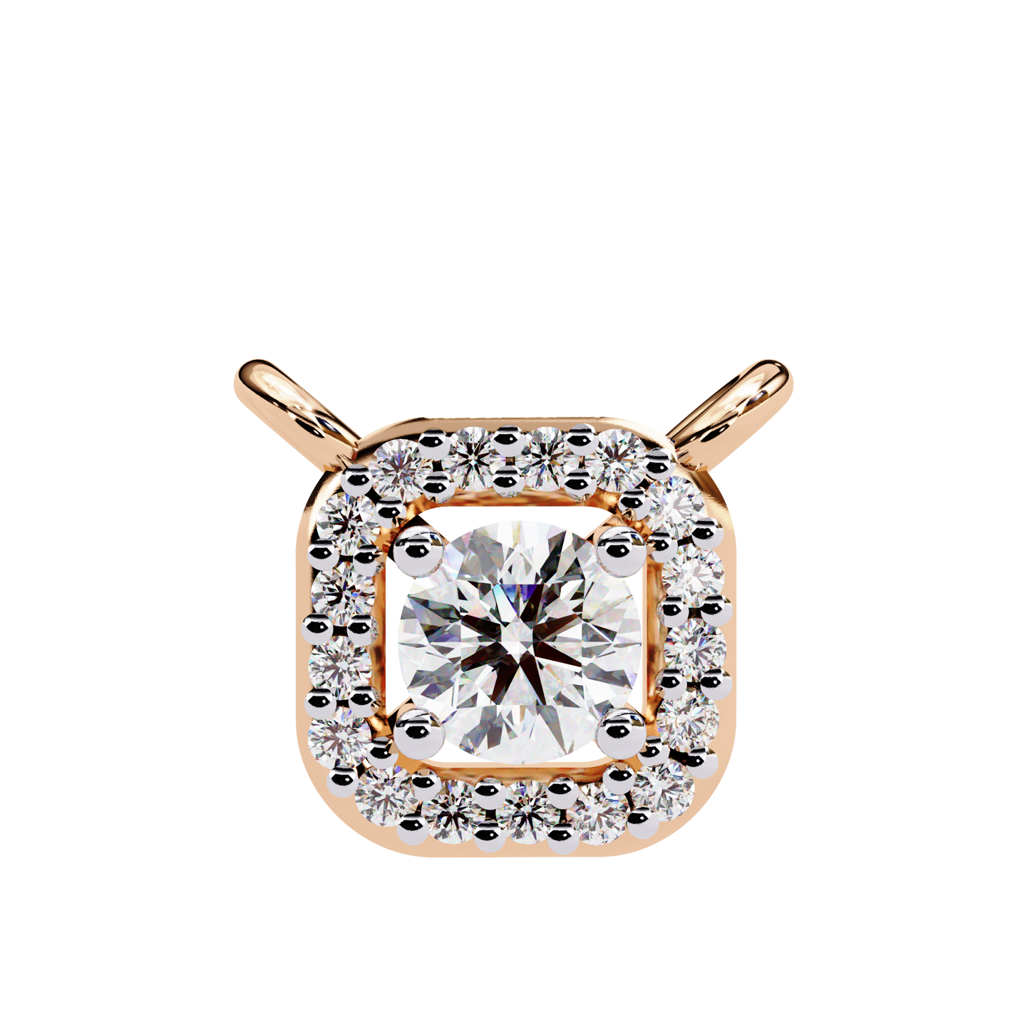 0.30 CTW Cushion Halo Round Lab-Grown Diamond Necklace in 14K Gold & Platinum