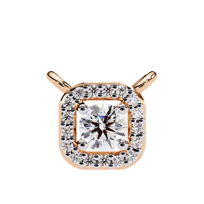 0.30 CTW Cushion Halo Round Lab-Grown Diamond Necklace in 14K Gold & Platinum