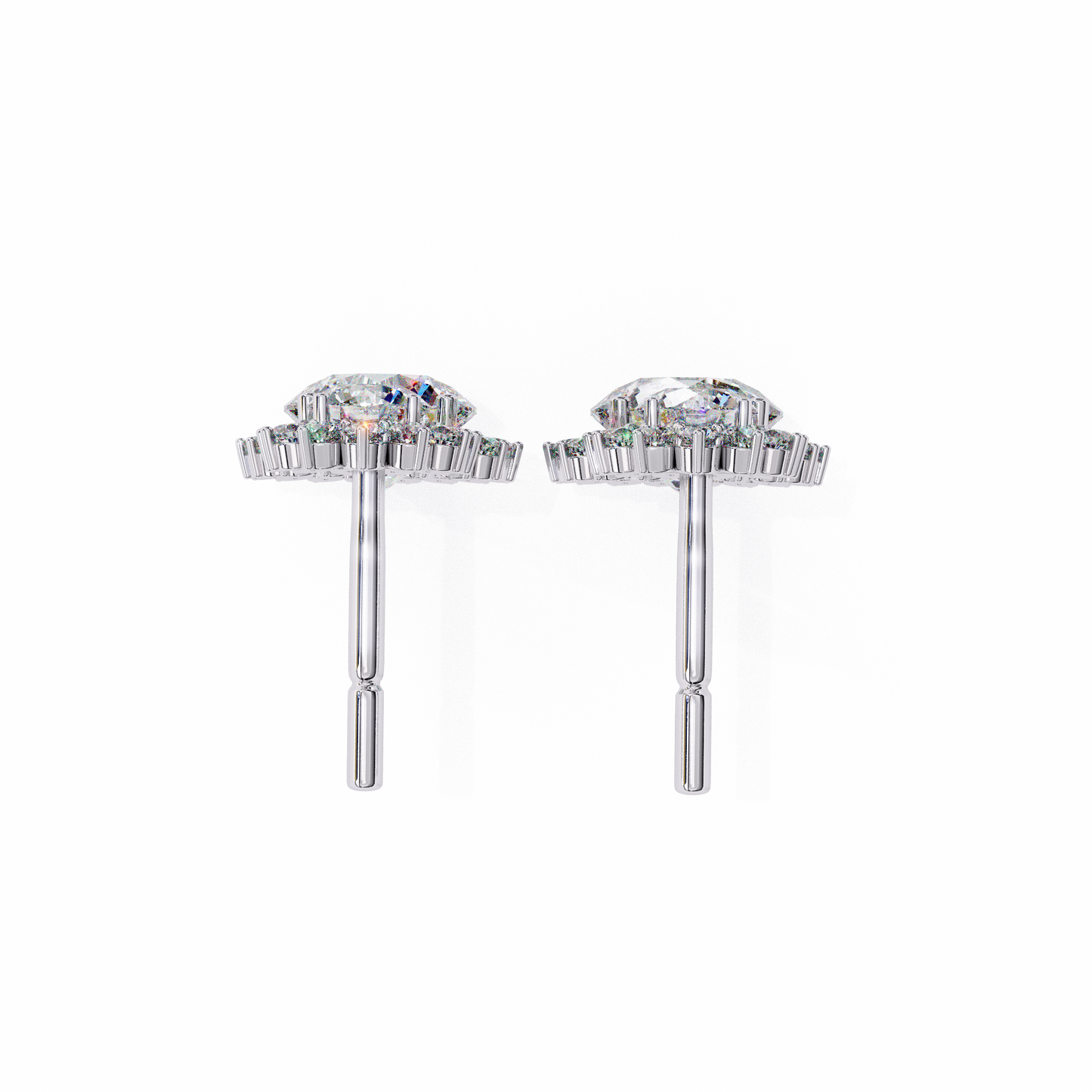 1.37 CTW Round Lab-Grown Diamond Double Halo Drop Earrings in 14K Gold