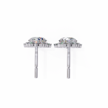 1.37 CTW Round Lab-Grown Diamond Double Halo Drop Earrings in 14K Gold