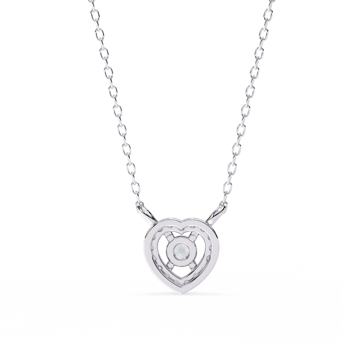 0.20 CTW Heart Halo Round Lab-Grown Diamond Necklace in 14K Gold & Platinum