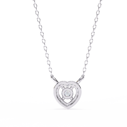 0.20 CTW Heart Halo Round Lab-Grown Diamond Necklace in 14K Gold & Platinum