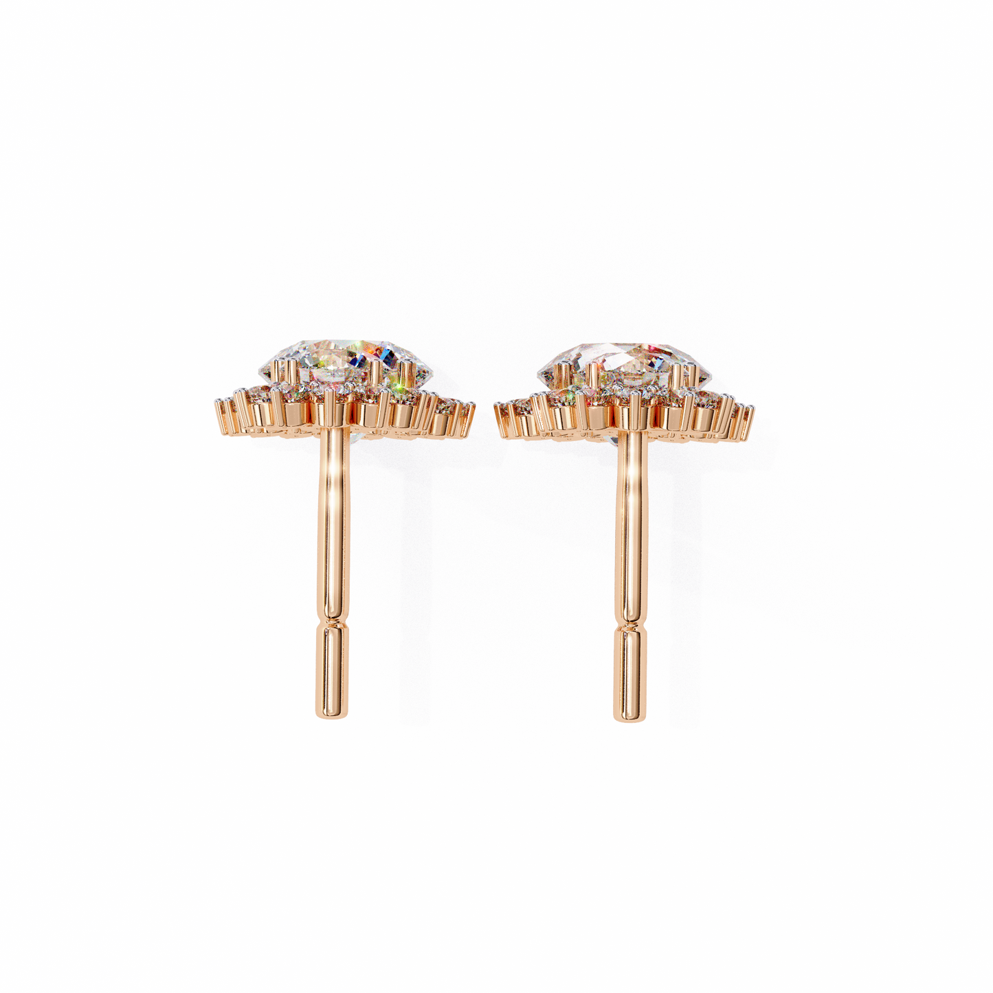 1.37 CTW Round Lab-Grown Diamond Double Halo Drop Earrings in 14K Gold