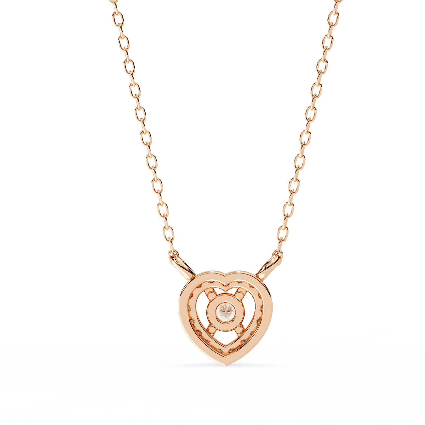 0.20 CTW Heart Halo Round Lab-Grown Diamond Necklace in 14K Gold & Platinum