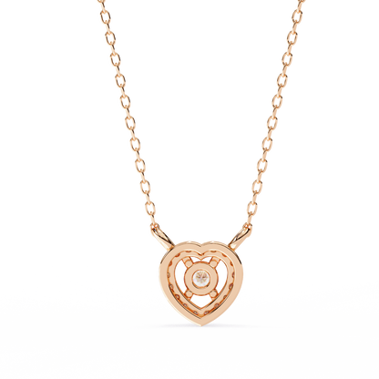 0.20 CTW Heart Halo Round Lab-Grown Diamond Necklace in 14K Gold & Platinum