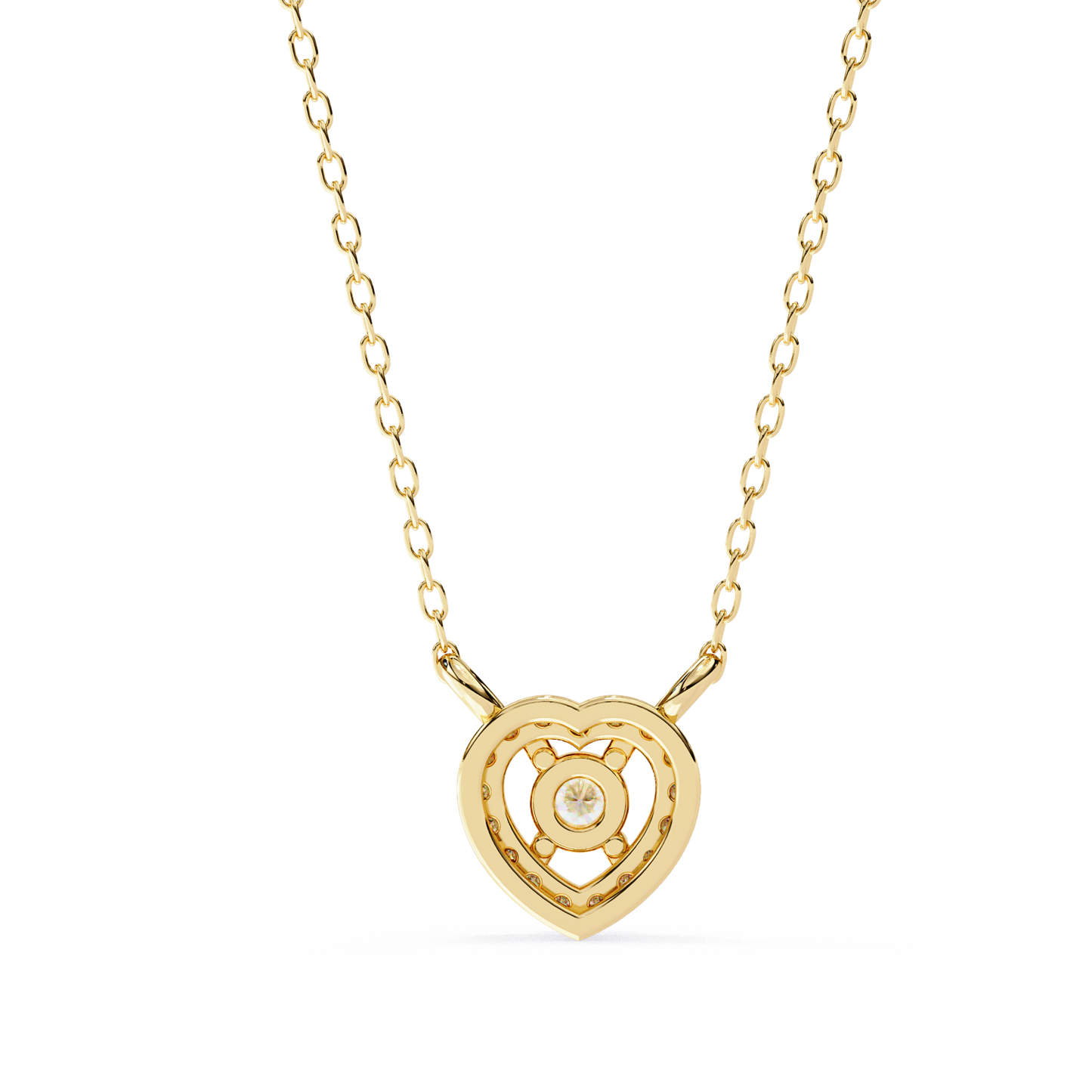 0.20 CTW Heart Halo Round Lab-Grown Diamond Necklace in 14K Gold & Platinum
