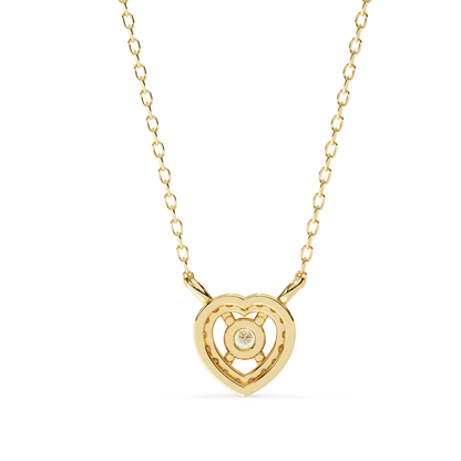 0.20 CTW Heart Halo Round Lab-Grown Diamond Necklace in 14K Gold & Platinum