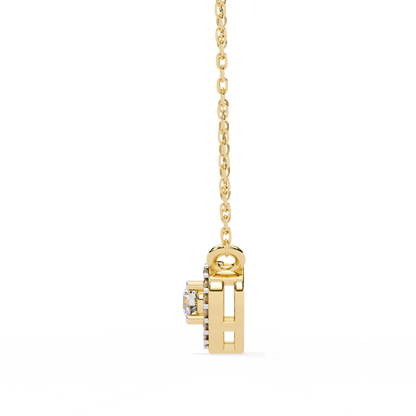 0.20 CTW Heart Halo Round Lab-Grown Diamond Necklace in 14K Gold & Platinum