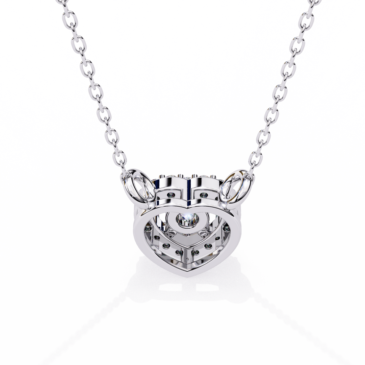 0.20 CTW Heart Halo Round Lab-Grown Diamond Necklace in 14K Gold & Platinum