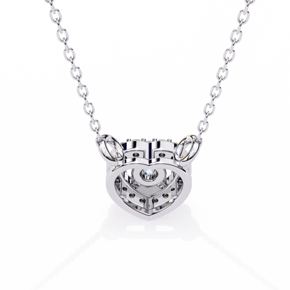 0.20 CTW Heart Halo Round Lab-Grown Diamond Necklace in 14K Gold & Platinum