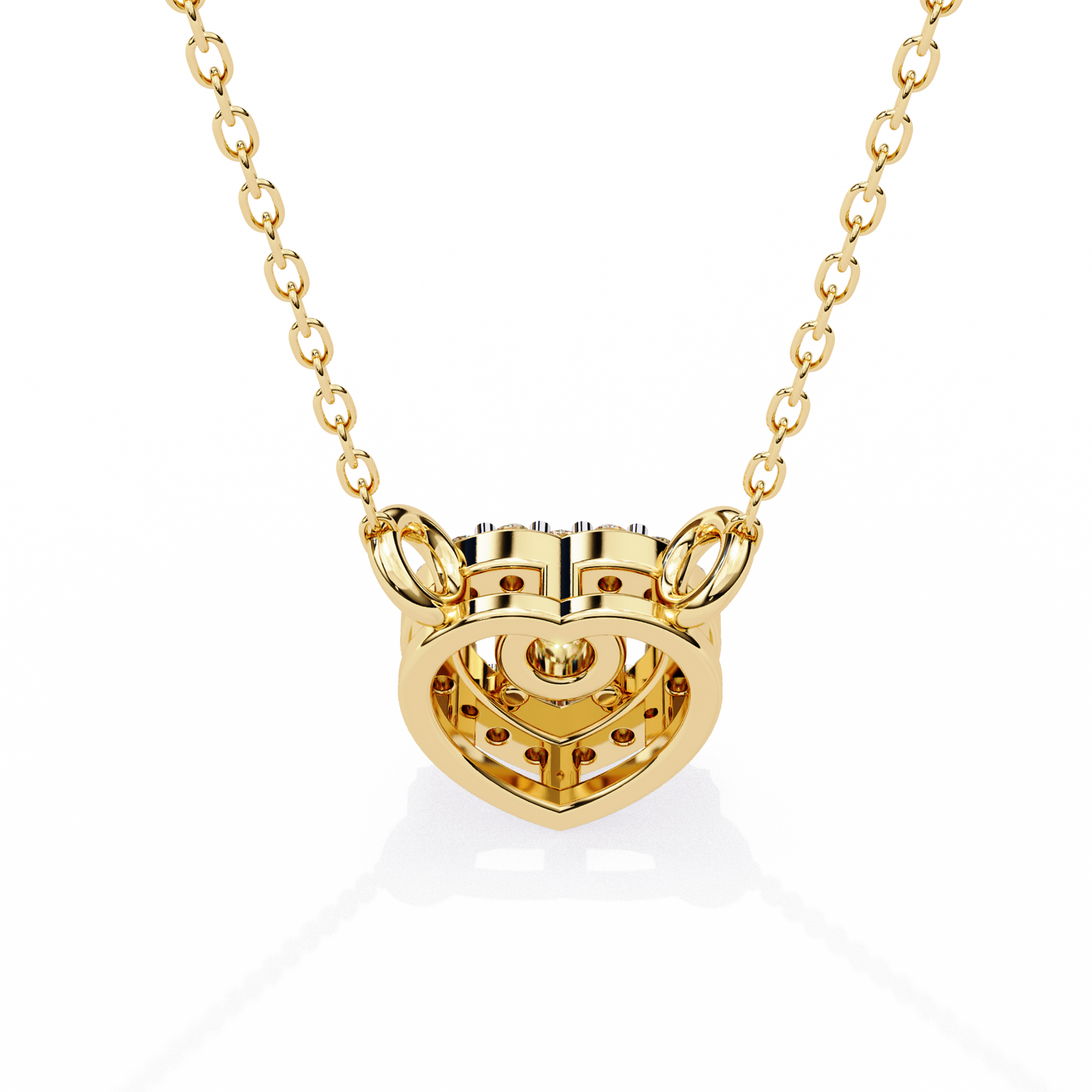 0.20 CTW Heart Halo Round Lab-Grown Diamond Necklace in 14K Gold & Platinum