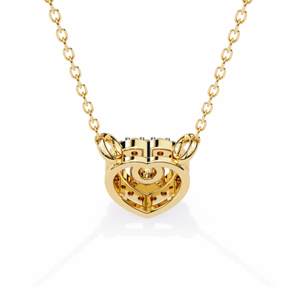 0.20 CTW Heart Halo Round Lab-Grown Diamond Necklace in 14K Gold & Platinum