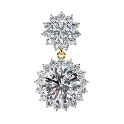 1.37 CTW Round Lab-Grown Diamond Double Halo Drop Earrings in 14K Gold