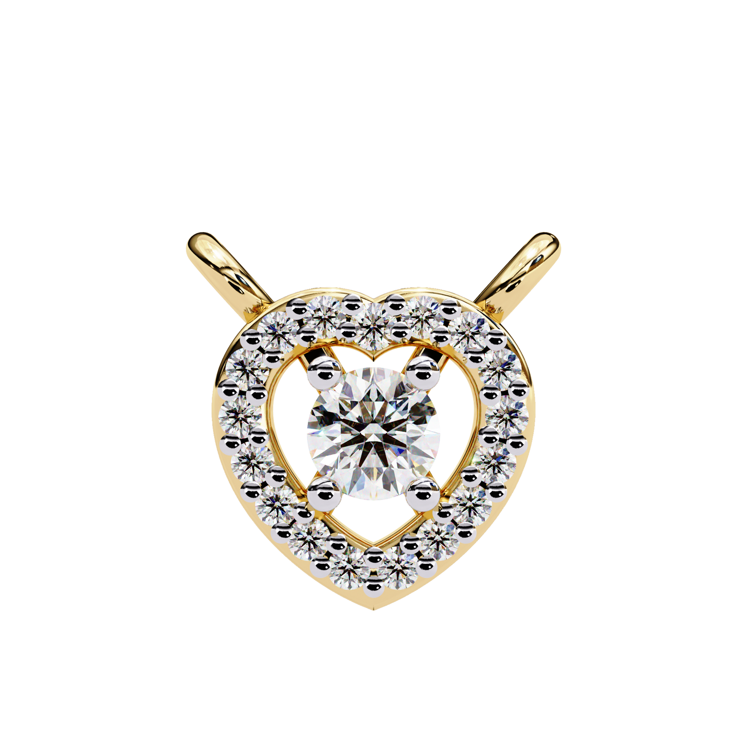 0.20 CTW Heart Halo Round Lab-Grown Diamond Necklace in 14K Gold & Platinum