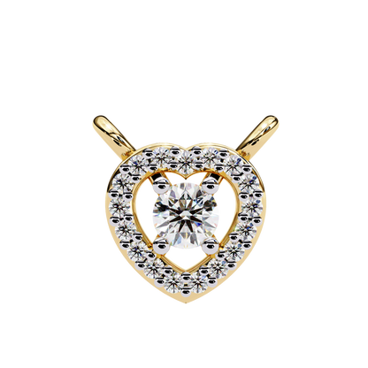0.20 CTW Heart Halo Round Lab-Grown Diamond Necklace in 14K Gold & Platinum